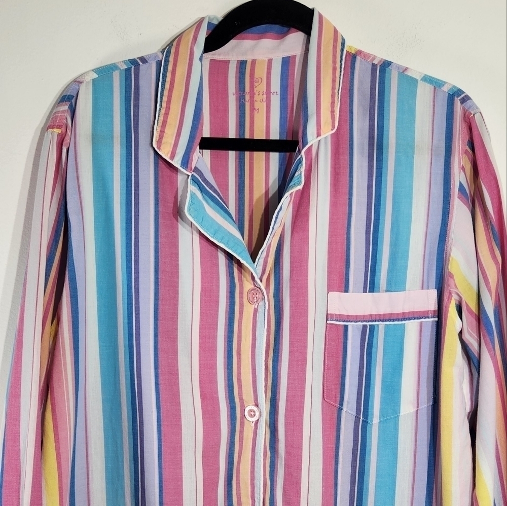 Victoria's Secret Striped Pajama Long Sleeve Top Womens Medium - Picture 5 of 9